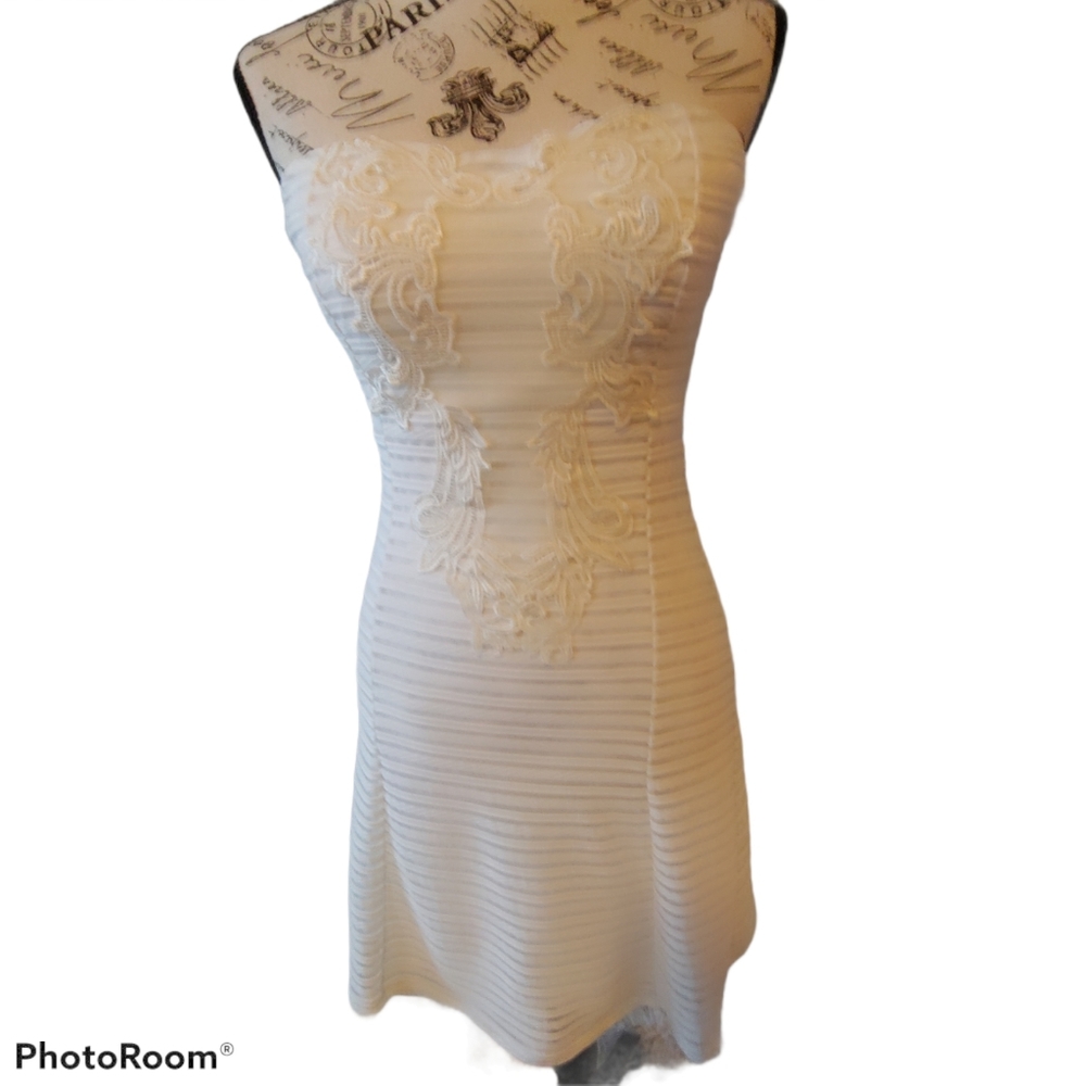 Beautiful Jacaranda White Strapless Dress.